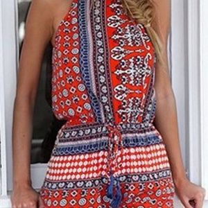Gorgeous Romper with high neck and open back